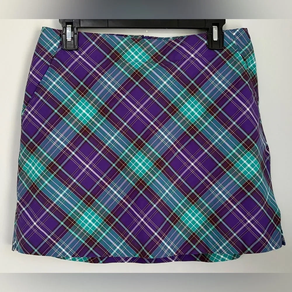 Lady Hagen Plaid Purple and Teal Skort | Golf, Pickleball, Tennis, Size 6